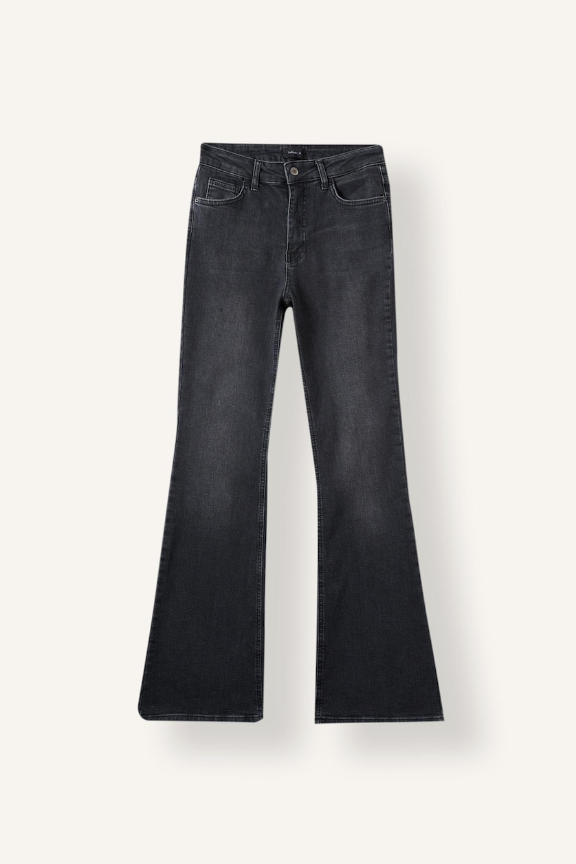 FEMME Noir Coupe évasée Taille haute Pantalon