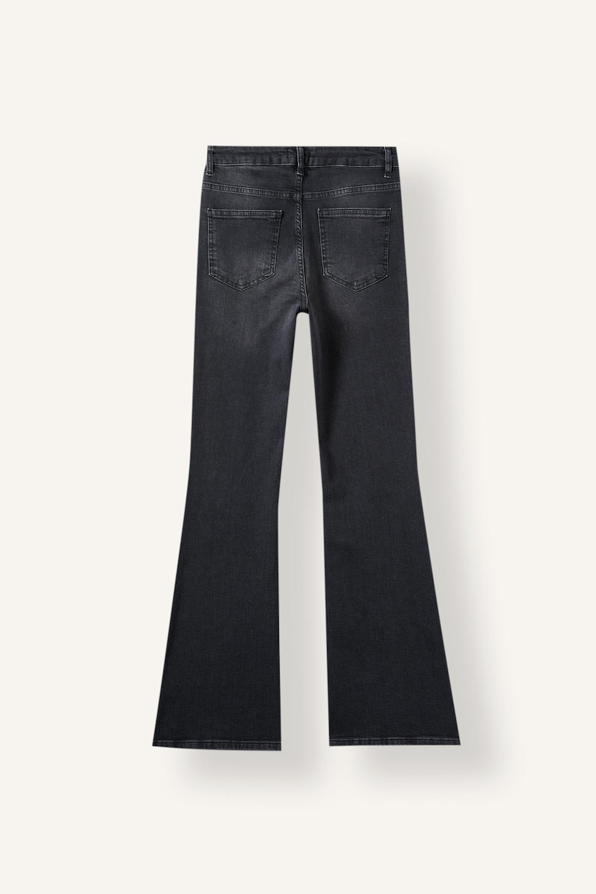 FEMME Noir Coupe évasée Taille haute Pantalon