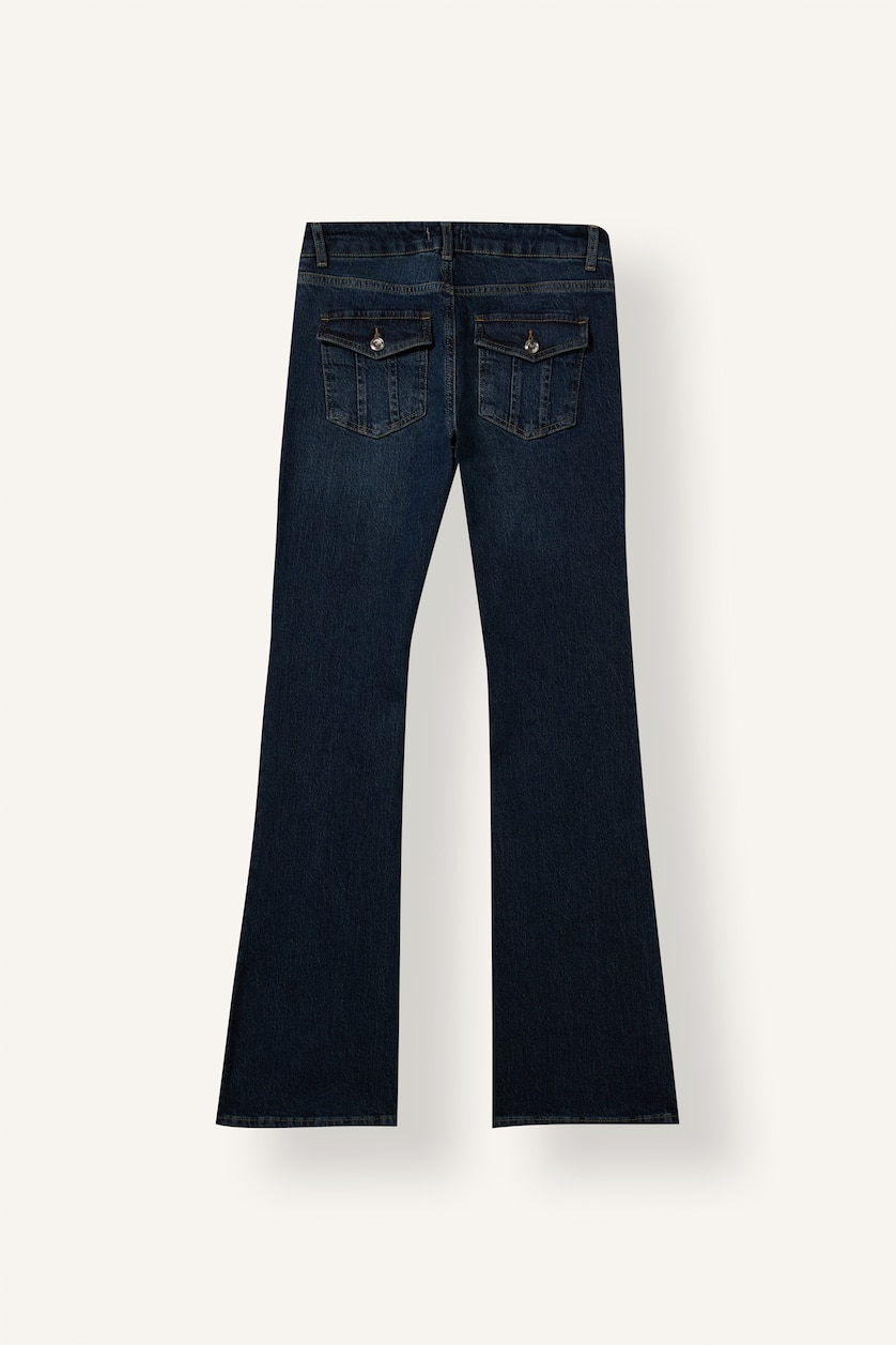 Kadın Koyu Mavi Bootcut Orta Bel Jean