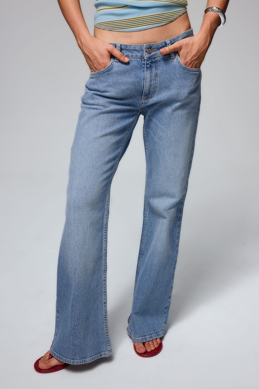 Kadın Açık İndigo Bootcut Orta Bel Jean