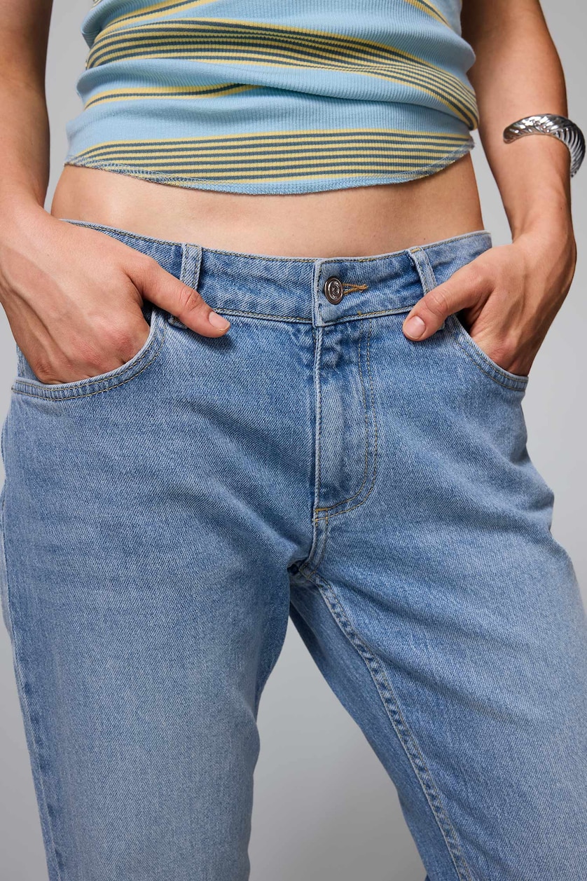 Kadın Açık İndigo Bootcut Orta Bel Jean