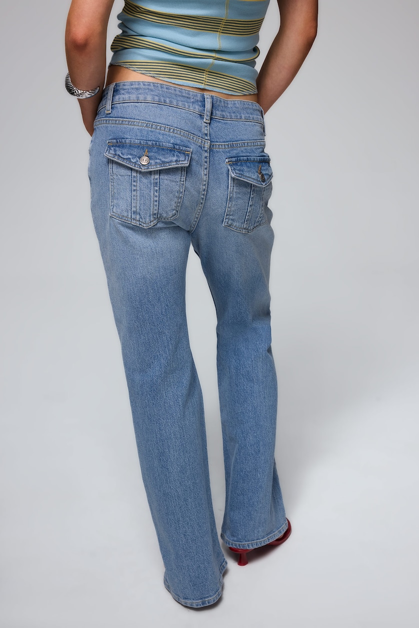 Kadın Açık İndigo Bootcut Orta Bel Jean