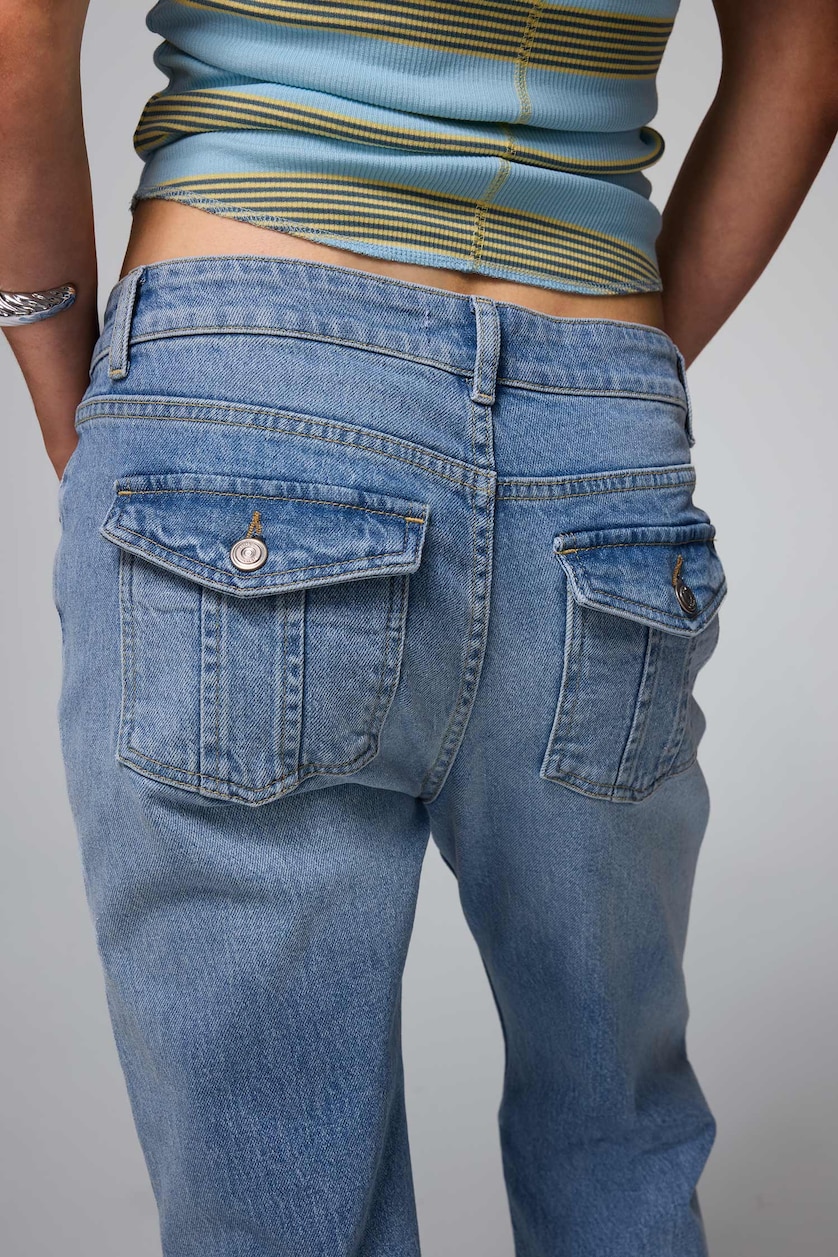 Kadın Açık İndigo Bootcut Orta Bel Jean