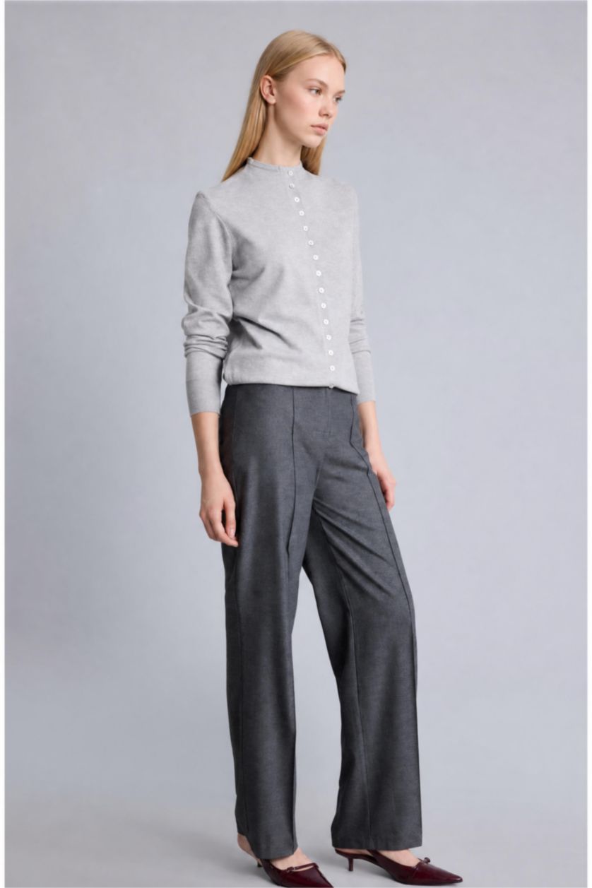 Women Grey Melange Slim Fit Cardigan