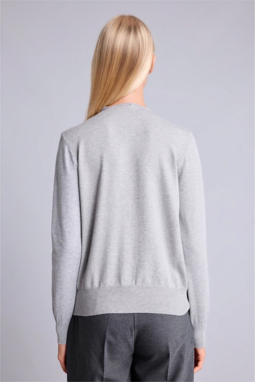 Women Grey Melange Slim Fit Cardigan