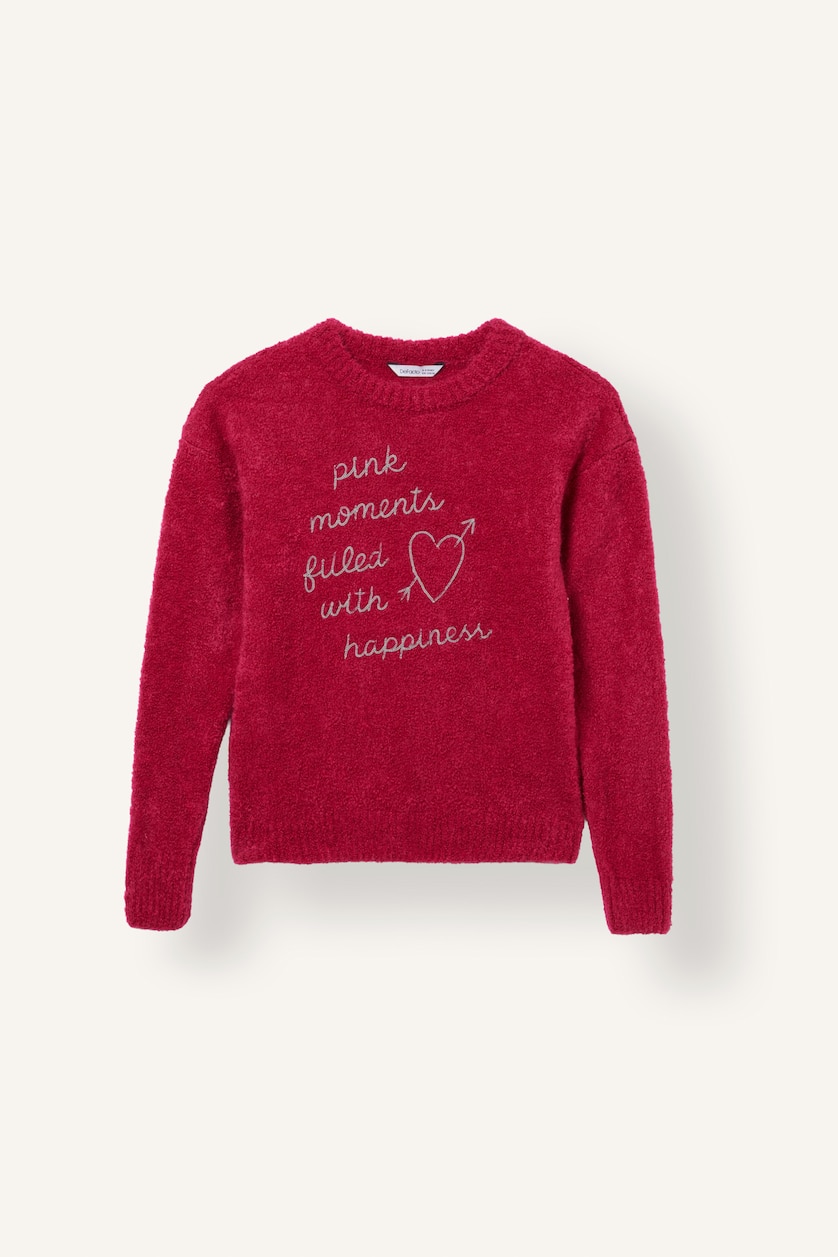 Young Girls - Teen Girls Pink Girl Regular Fit Embroidered Crew Neck Pullover