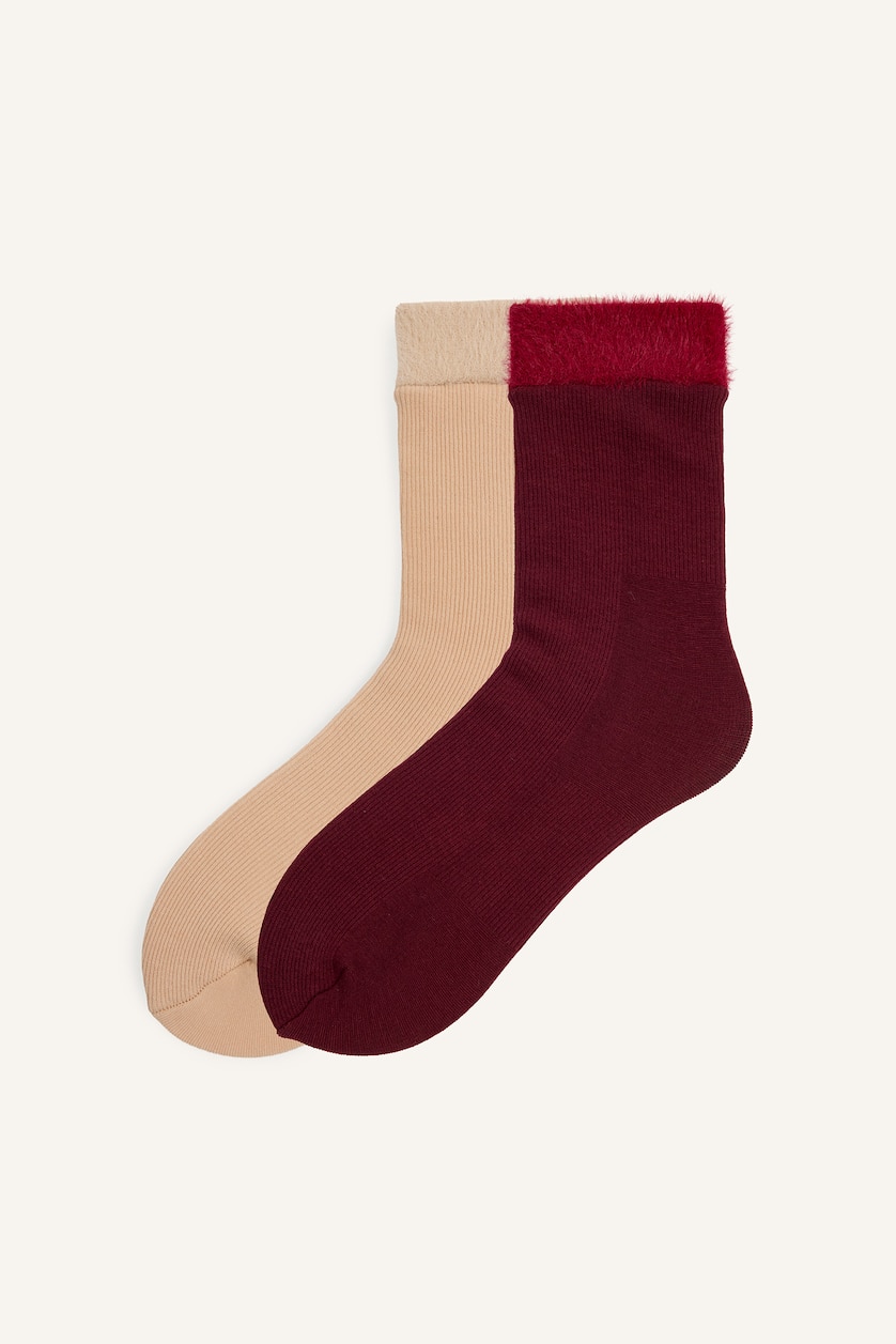 Women Bordeaux 2 piece Long sock