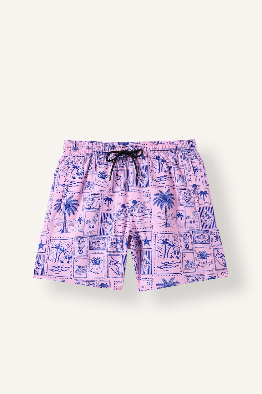 Men Light Pink Regular Fit Swim Shorts