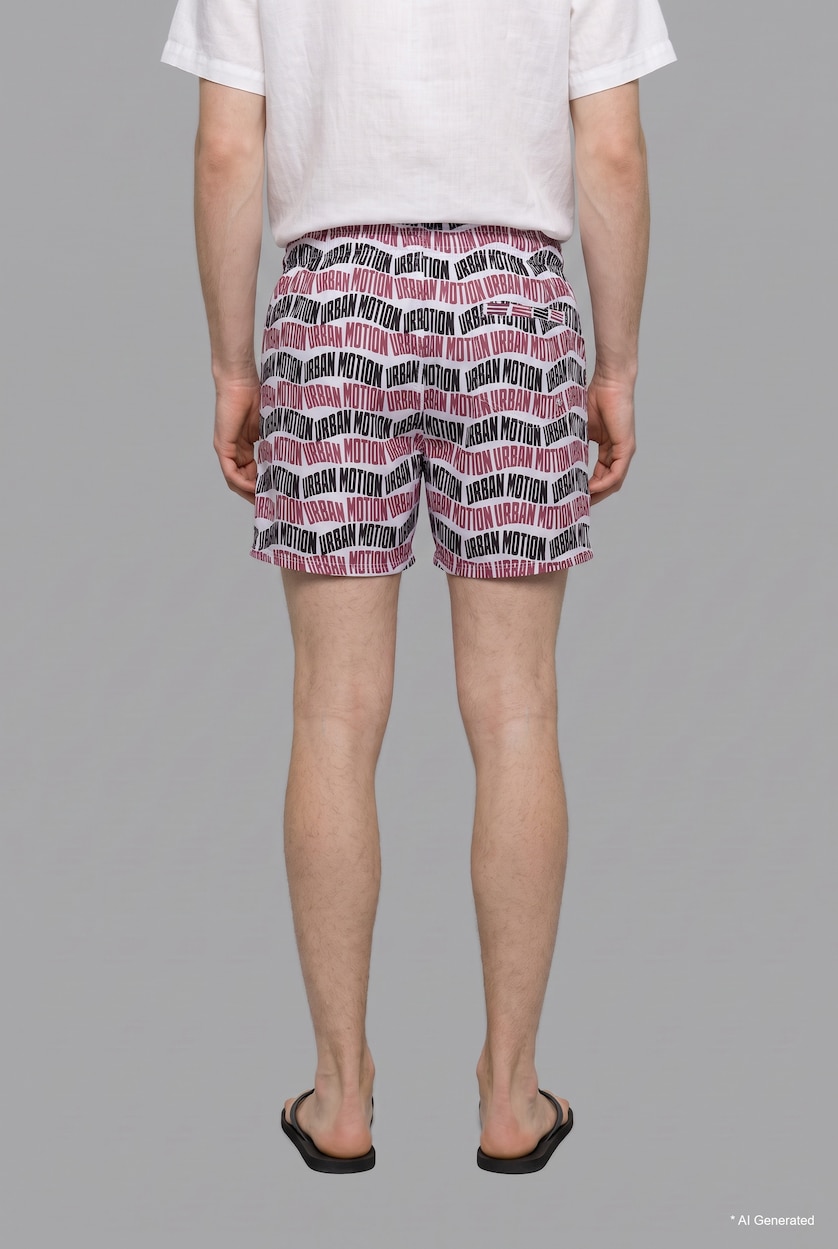 رجال بيج فاتح Regular Fit Text Print Swim Shorts