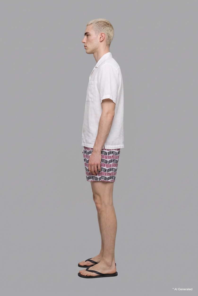 رجال بيج فاتح Regular Fit Text Print Swim Shorts