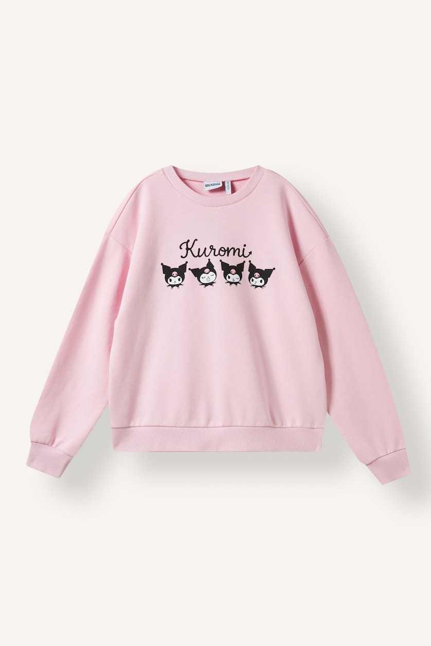 Young Girls - Teen Girls Pink Relax Fit Crew Neck Sweatshirt