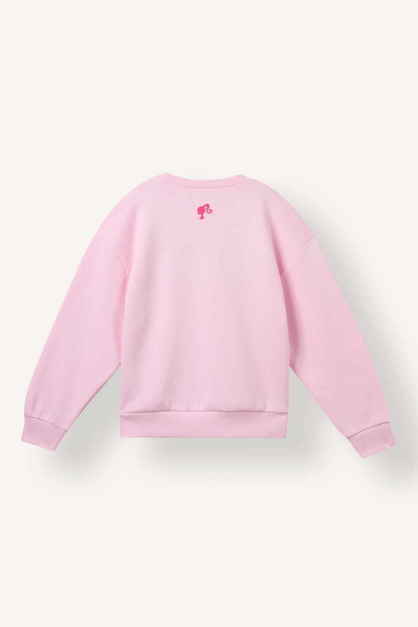 Young Girls - Teen Girls Pink Relax Fit Barbie Licensed Printed Crew Neck Sweatshirt