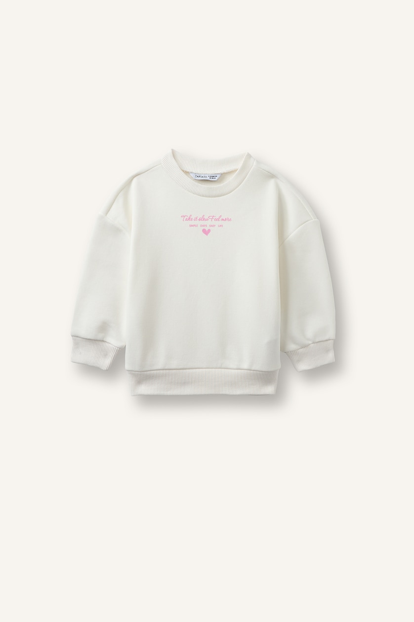 Baby Girls Ecru Crew Neck Sweatshirt
