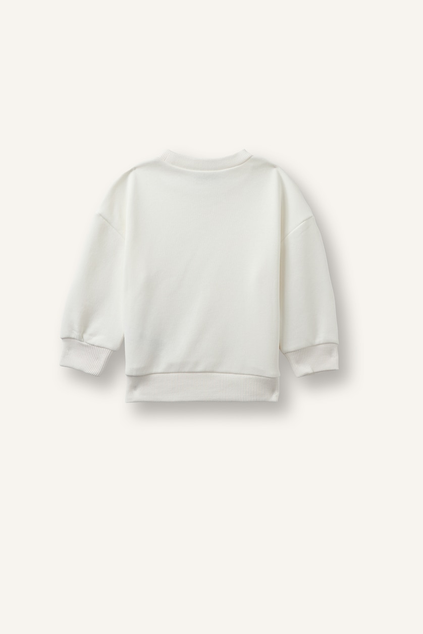 Baby Girls Ecru Crew Neck Sweatshirt