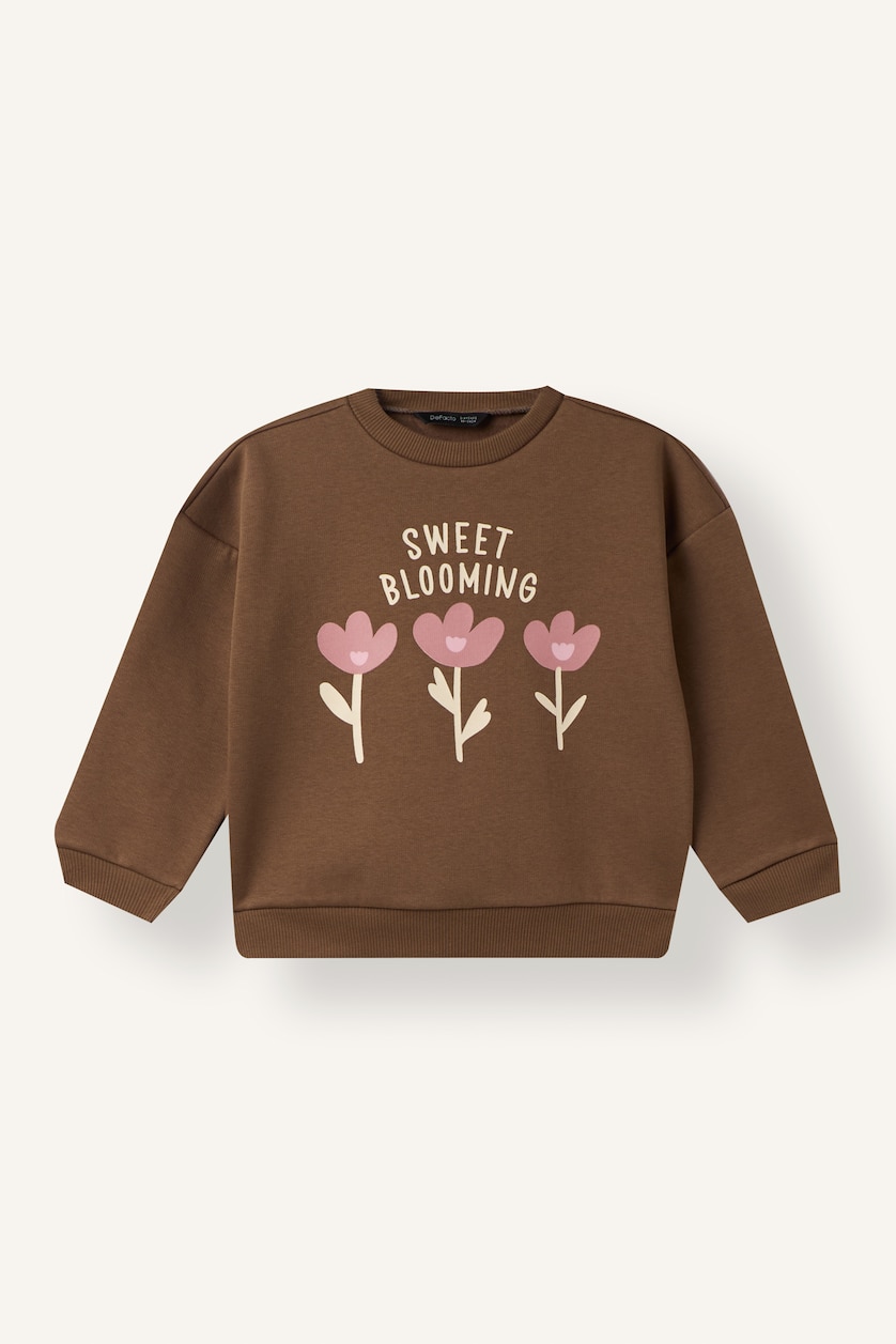 Baby Girls Brown Baby Girl Thick Soft Fleece Lined Sweatshirt