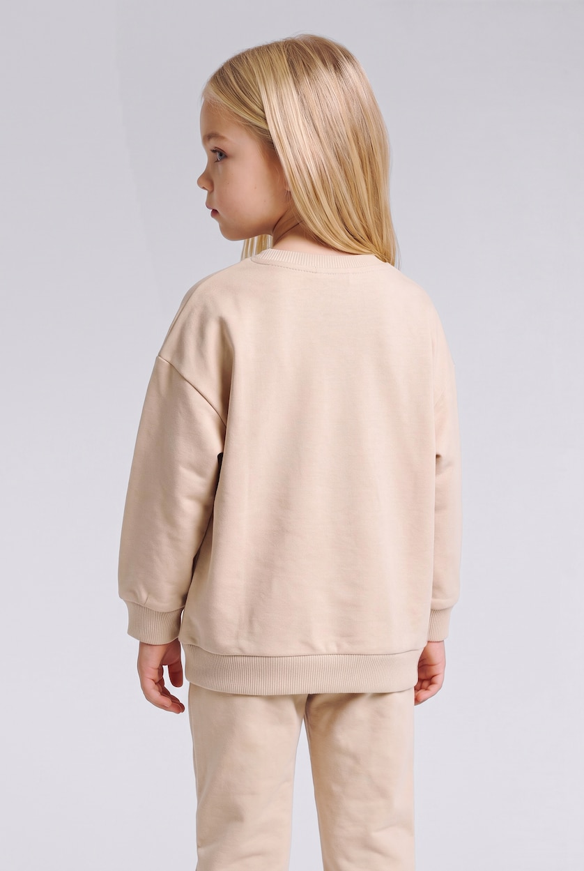 Baby Girl Ecru Crew Neck Sweatshirt