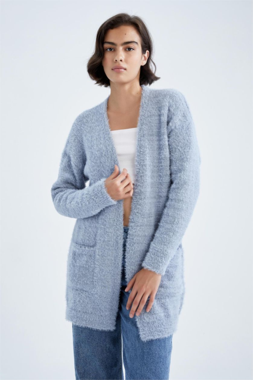 WOMAN Blue Regular Fit Cardigan