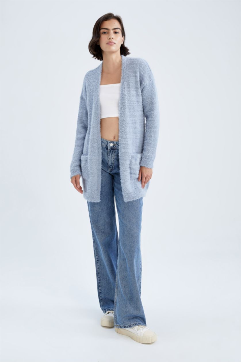 WOMAN Blue Regular Fit Cardigan