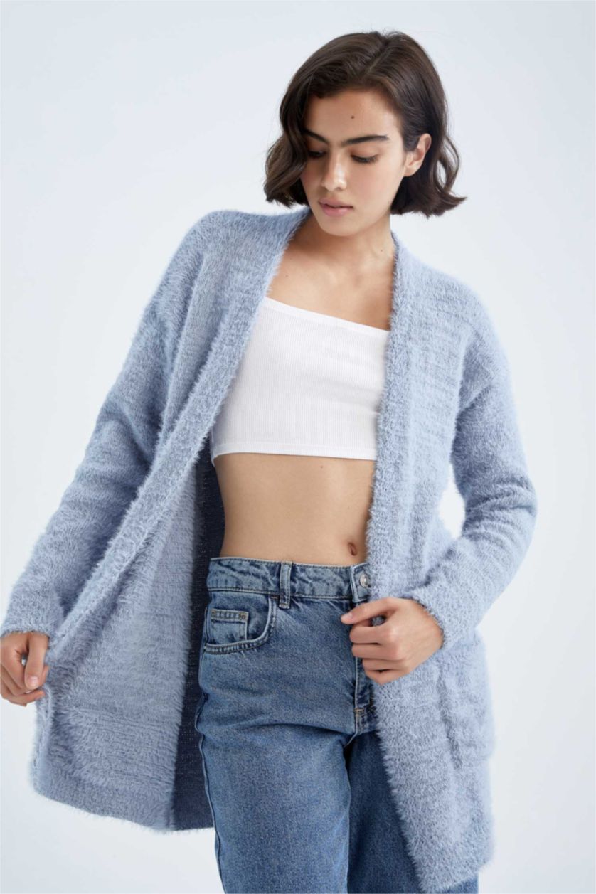 WOMAN Blue Regular Fit Cardigan