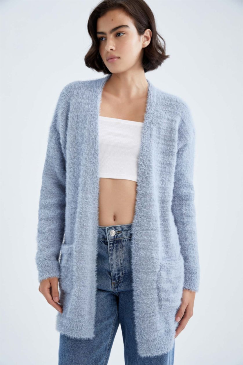 WOMAN Blue Regular Fit Cardigan