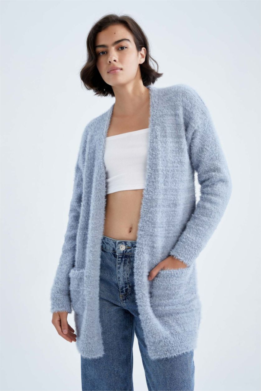WOMAN Blue Regular Fit Cardigan