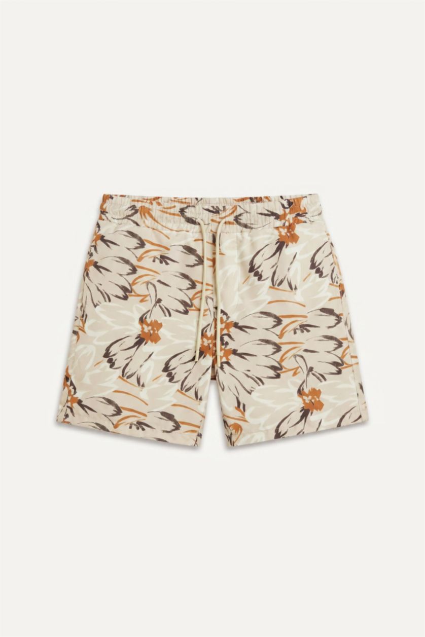 MAN Beige Elastic Waist Patterned Beige Swim Shorts