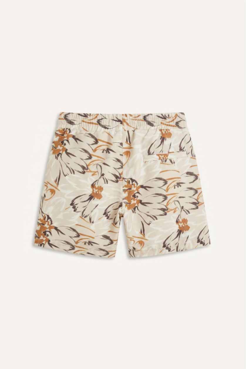 MAN Beige Elastic Waist Patterned Beige Swim Shorts