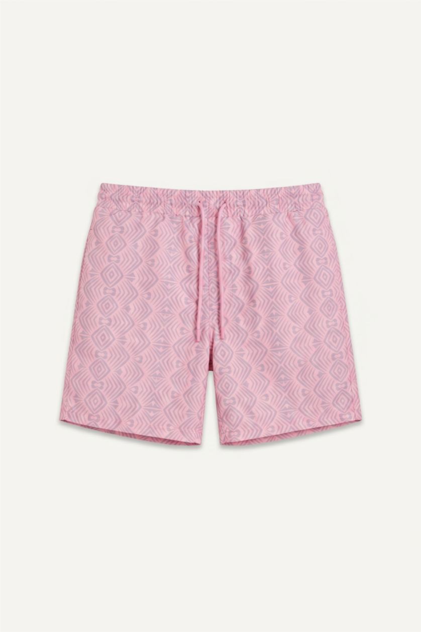Erkek Açık Pembe Desenli Deniz Şortu