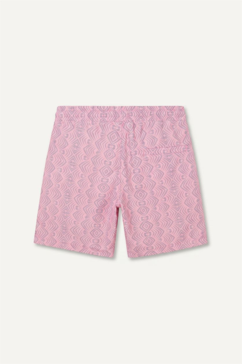 Erkek Açık Pembe Desenli Deniz Şortu