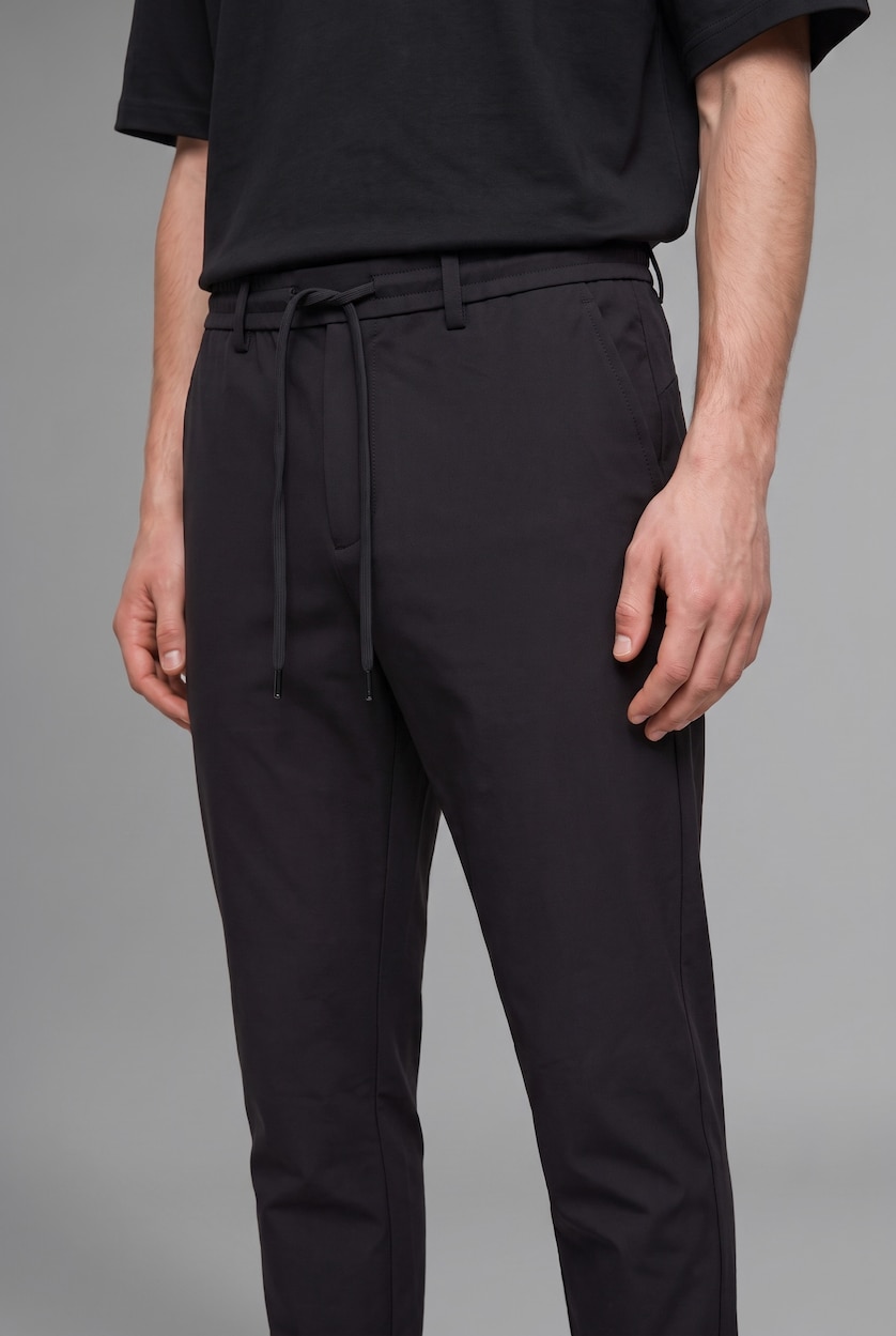 MAN Black Relax Fit Drawstring Waist Straight Leg Trousers