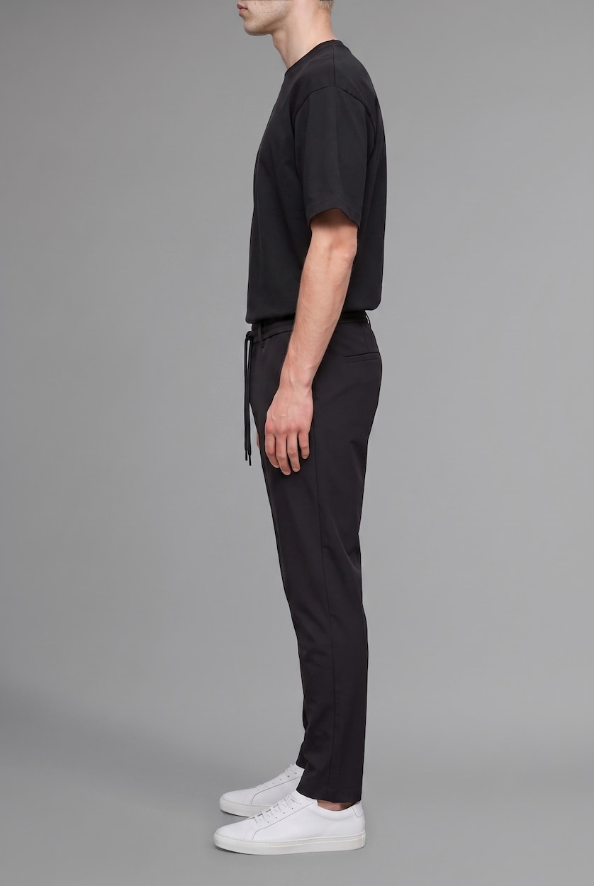 MAN Black Relax Fit Drawstring Waist Straight Leg Trousers