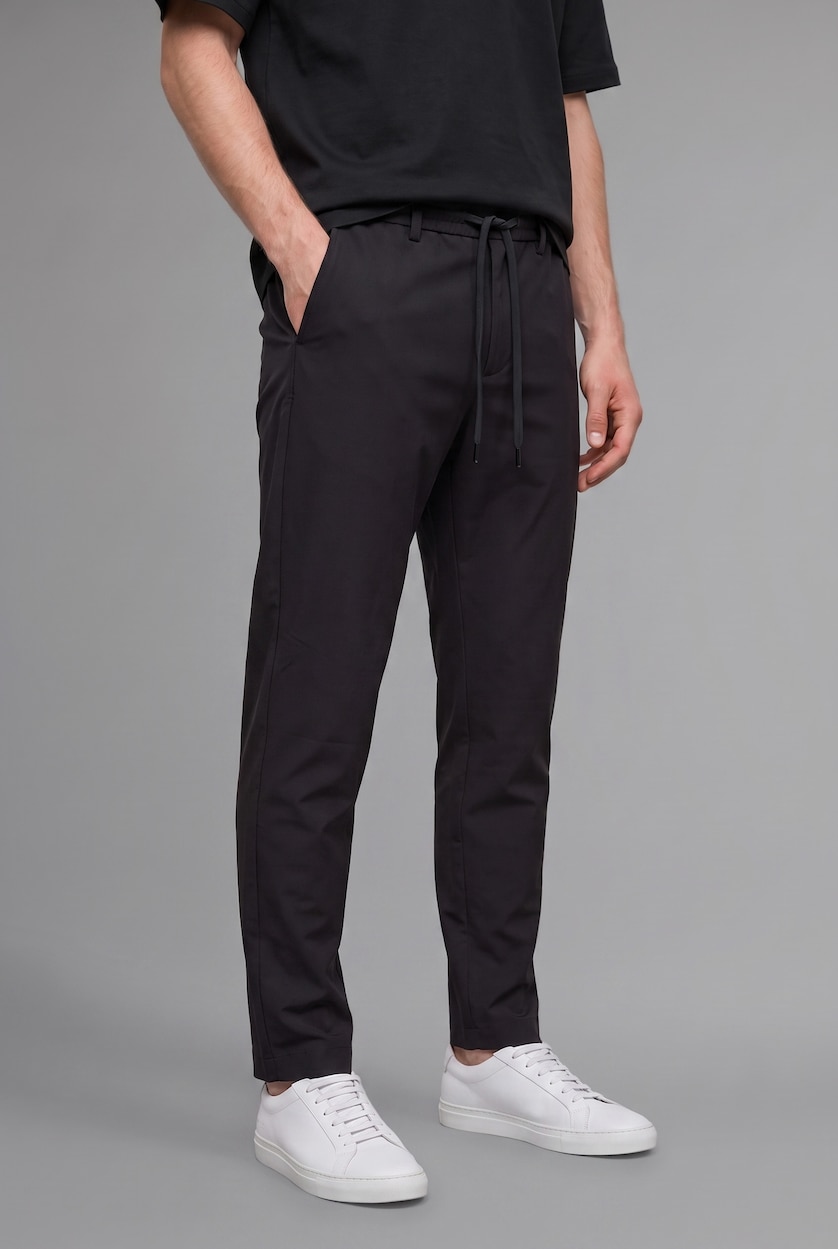 MAN Black Relax Fit Drawstring Waist Straight Leg Trousers
