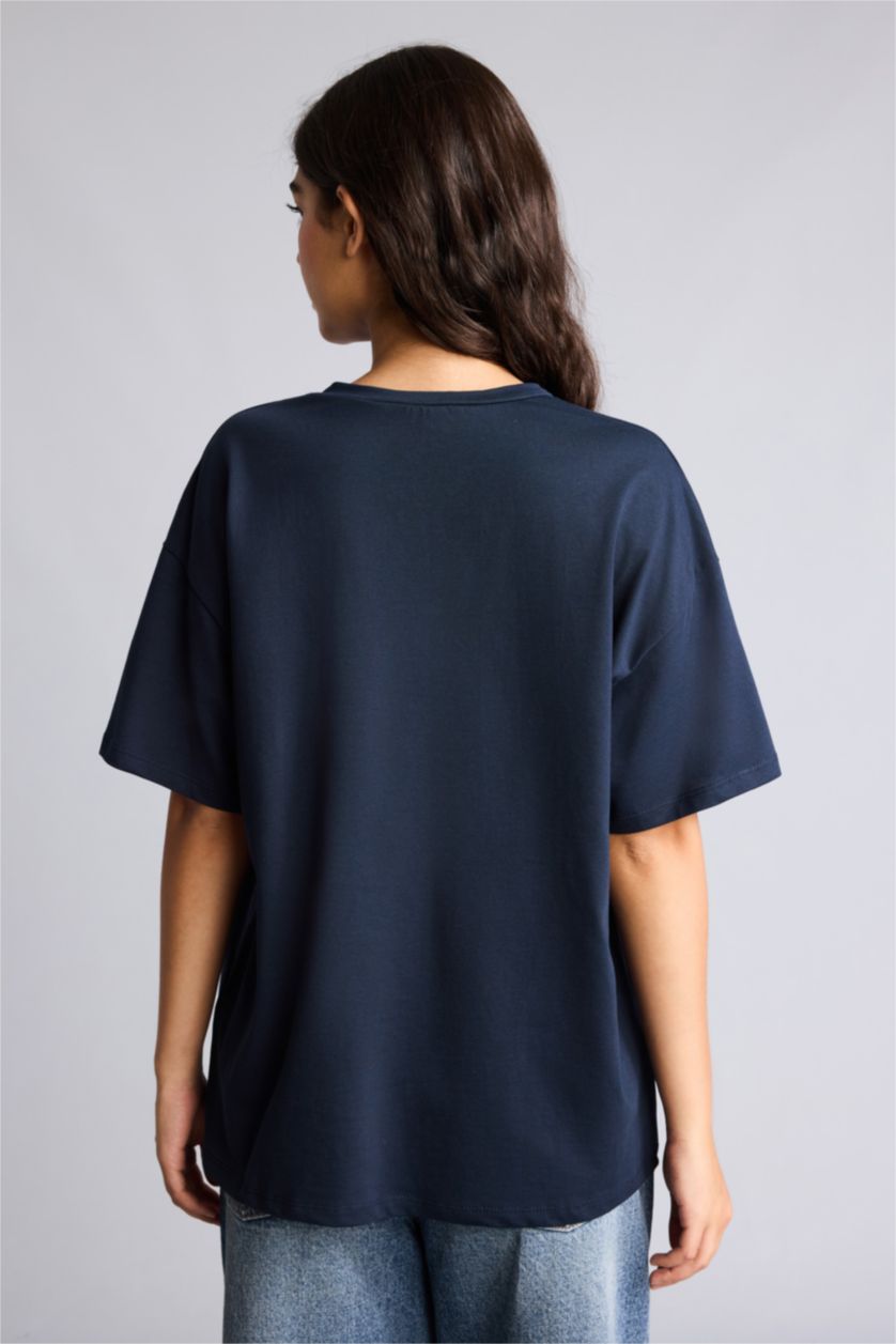 Women NAVY Oversize Fit Short Sleeve T-Shirt