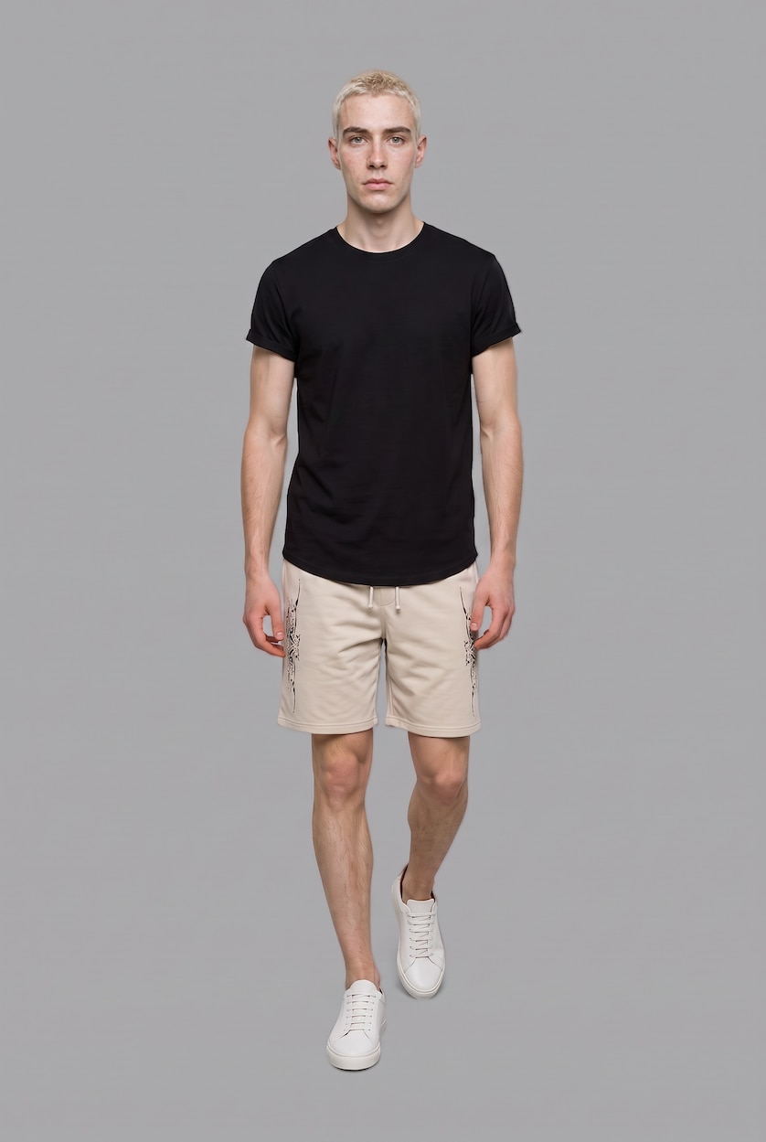 Man Stone 100% Cotton Baggy Fit Patterned Shorts