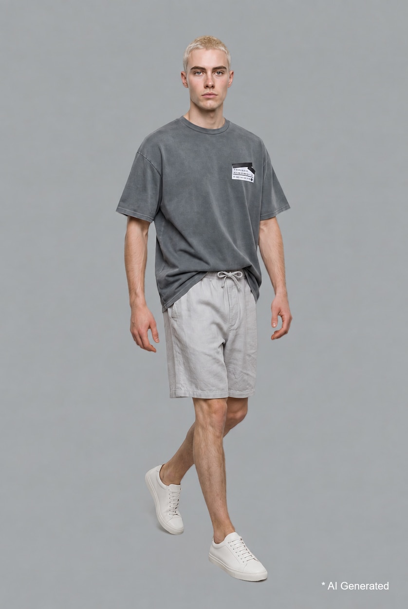 Men Anthracite Loose Fit Short Sleeve T-Shirt