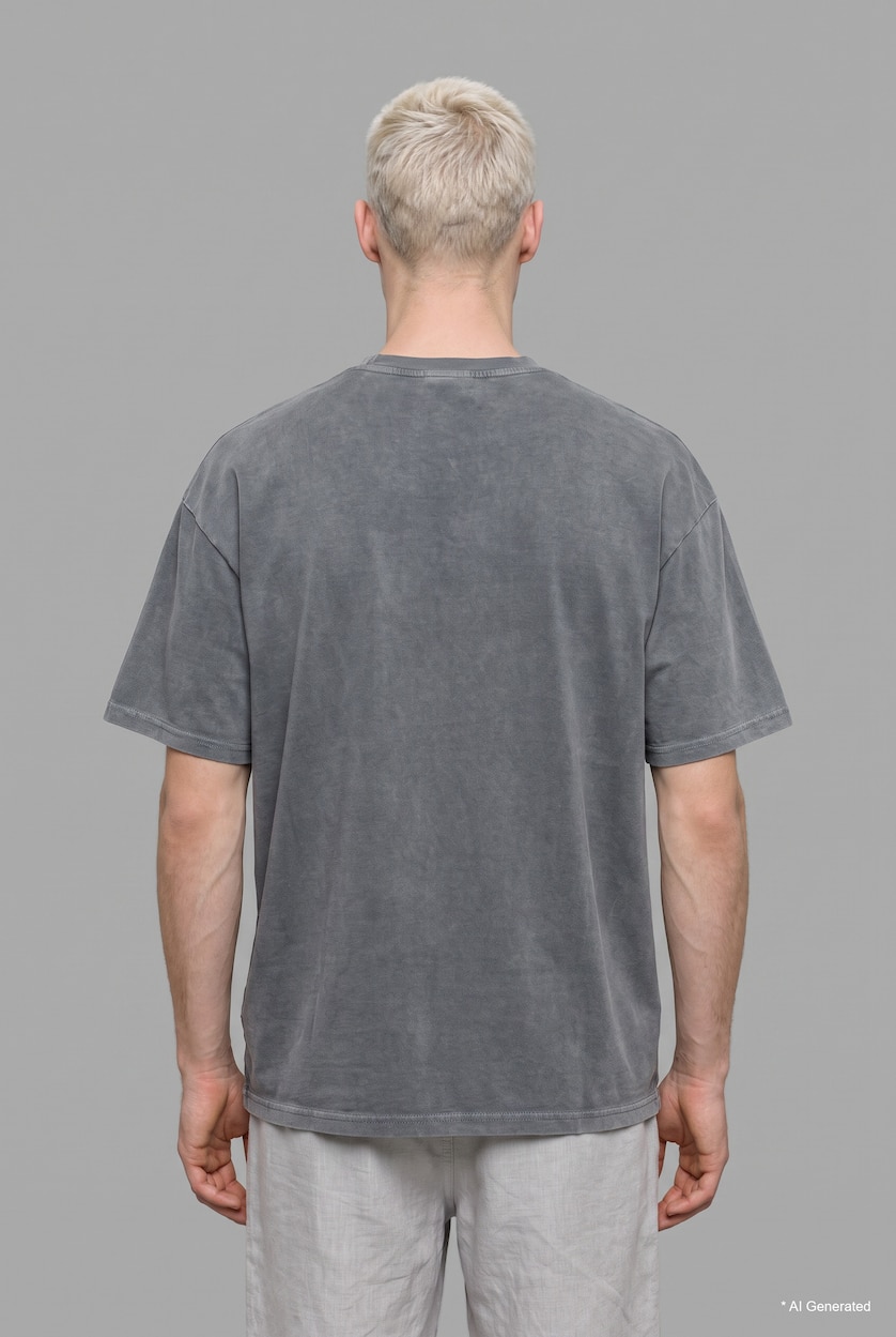 Men Anthracite Loose Fit Short Sleeve T-Shirt