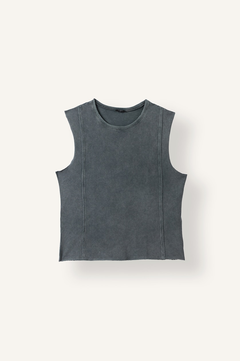 Erkek Antrasit Oversize Dikiş Detaylı Basic Atlet