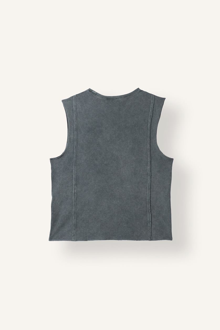 Erkek Antrasit Oversize Dikiş Detaylı Basic Atlet