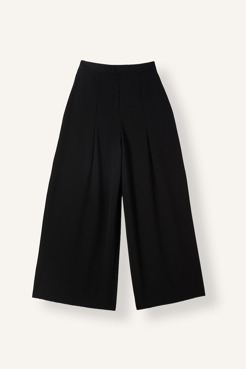 Woman Black Wide Leg Trousers