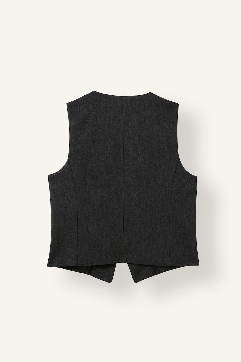 Kadın Gri Fitted Bisiklet Yaka Crop Yelek