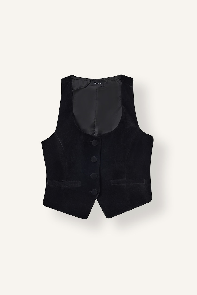 Women Black U Collar