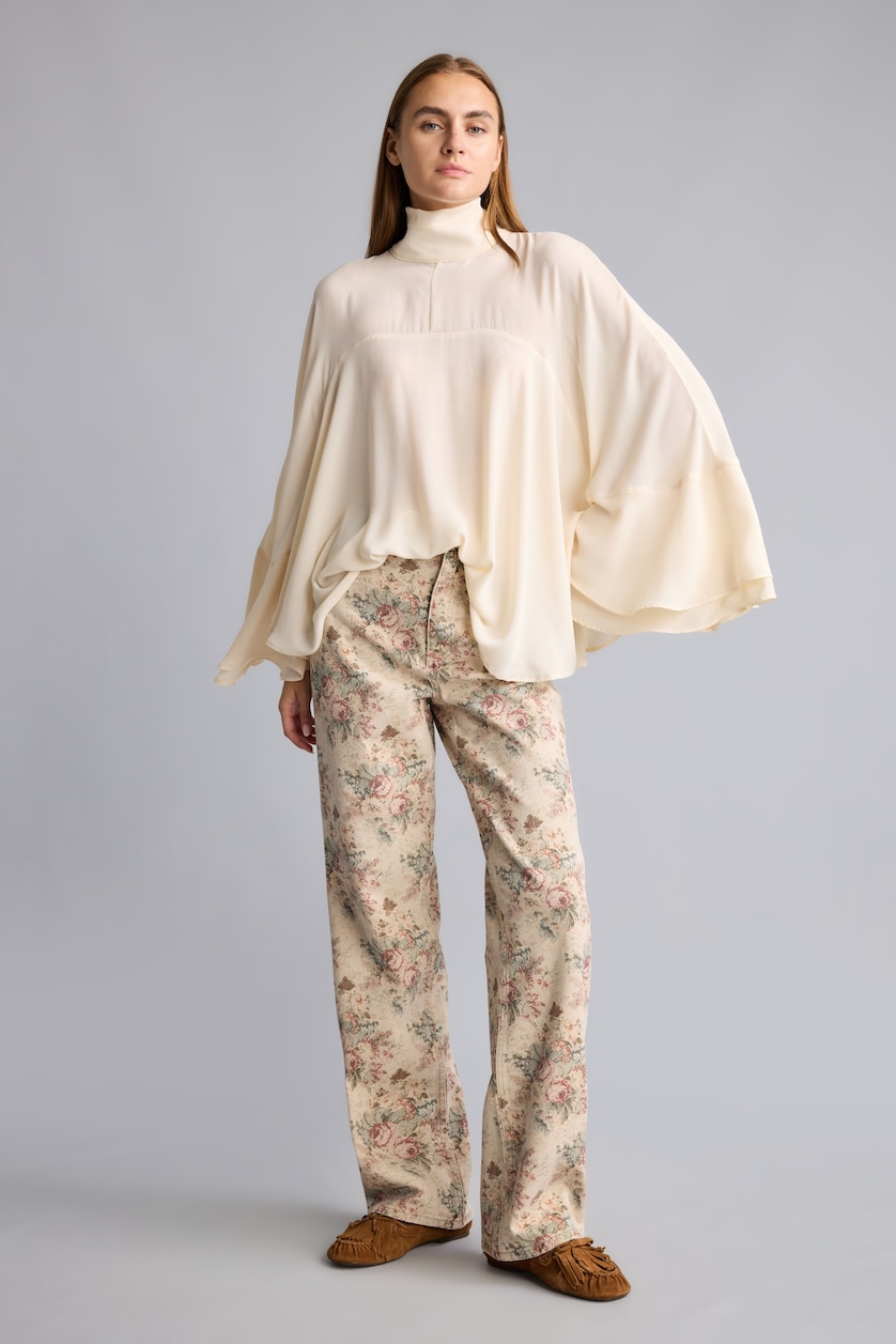 Kadın Taş Çiçekli Straight Fit Pantolon