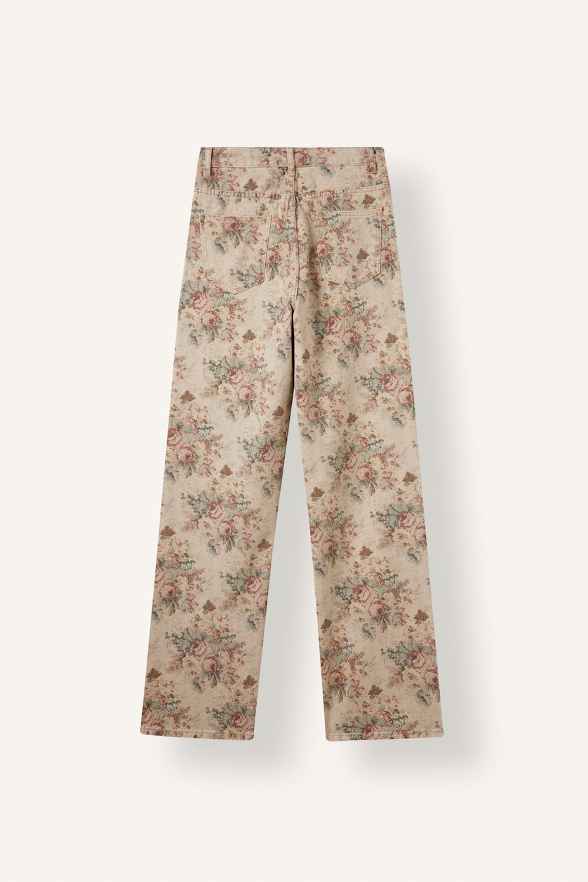 Kadın Taş Çiçekli Straight Fit Pantolon