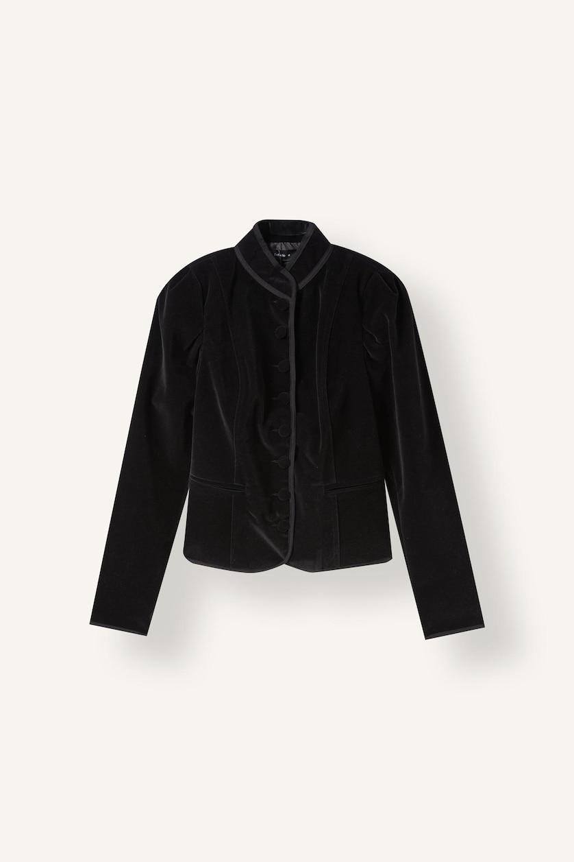 WOMAN Black Slim Fit Velvet Blazer