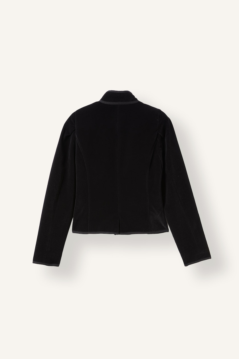 Woman Black Slim Fit Velvet Blazer