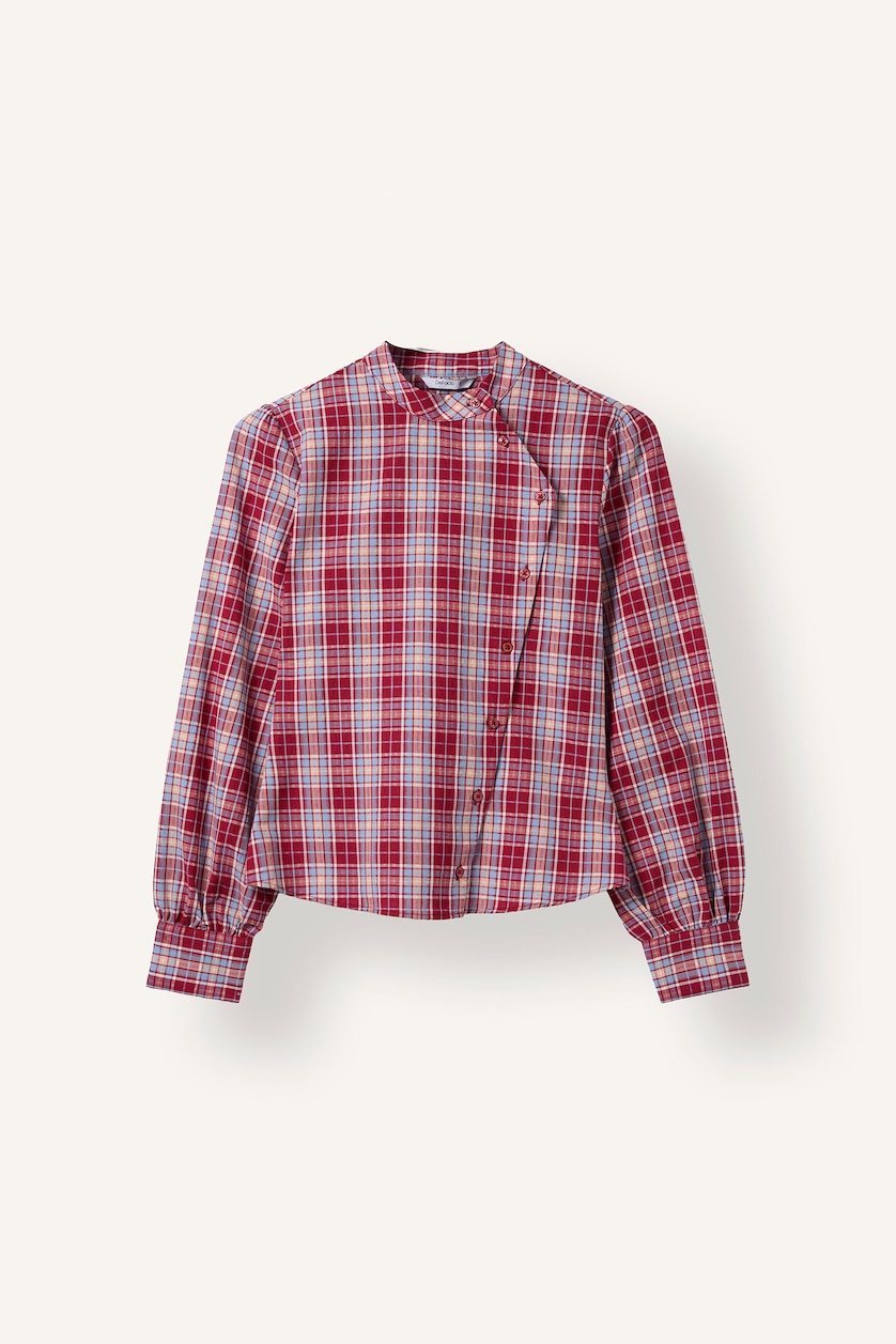 Woman Bordeaux Slim Fit Long Sleeve Shirt