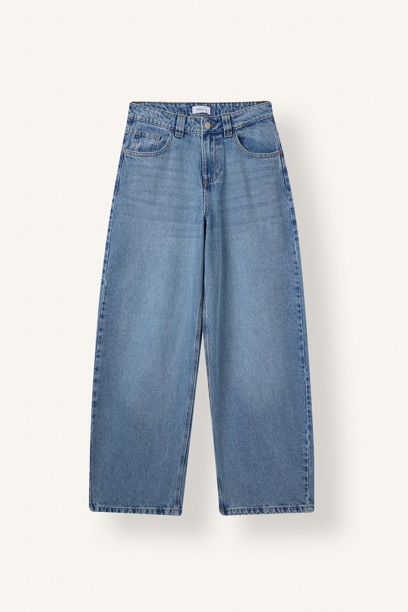 FEMME Bleu Jean à taille haute et jambes fuselées Coupe barrel