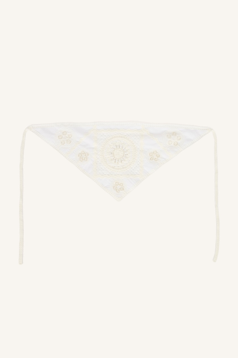 Kadın Bej Kadın Pamuklu Nakışlı Üçgen Bandana