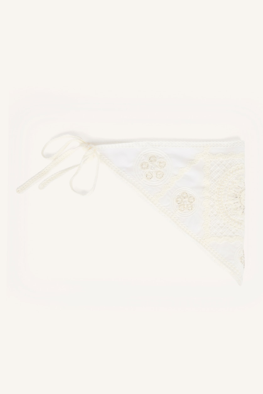 Kadın Bej Kadın Pamuklu Nakışlı Üçgen Bandana