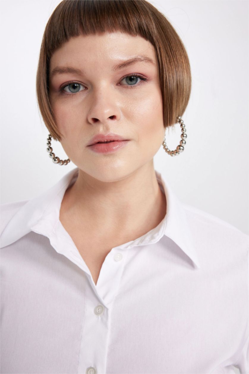 FEMME Blanc Chemise À Manches Longues Et Col Chemise Coupe Classique